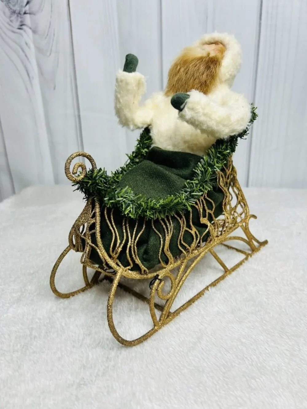 Byers Choice Victorian Santa in Gold Sleigh with Deer 1998 Holiday Traditions